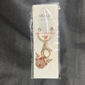 Nicole Gold and Red Reindeer Keychain/purse charm